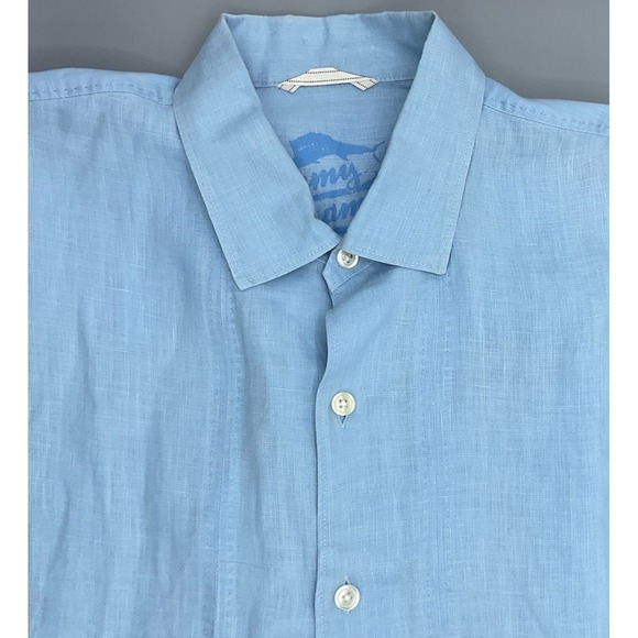 Tommy Bahama Other - Tommy Bahama Mens Light Blue 100% Linen Guayabera S/S Button Up Shirt Size Large